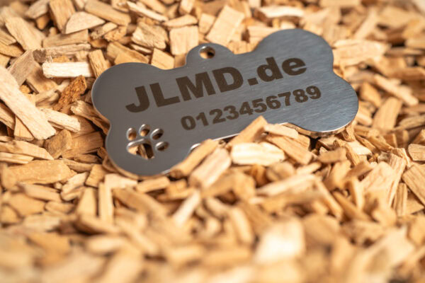 Edelstahl Hundemarke mit Pfote (Knochen)