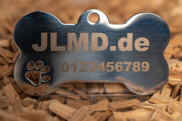 Edelstahl Hundemarke mit Pfote (Knochen) – Bild 2